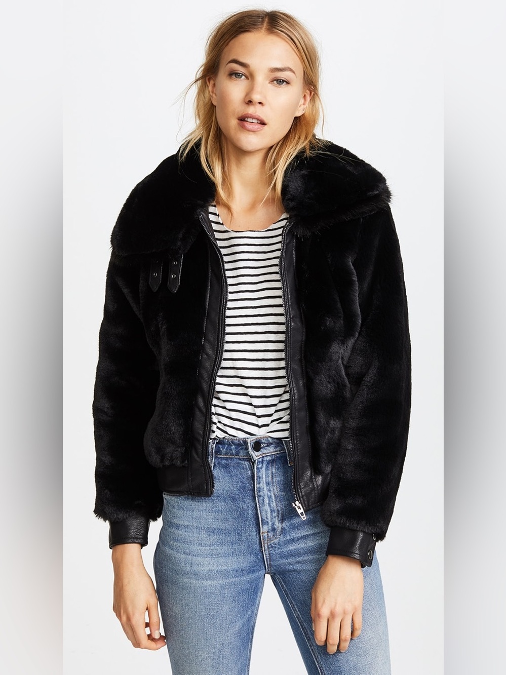 Blank NYC Black Noise Faux Fur Coat Jacket‎ New NWT